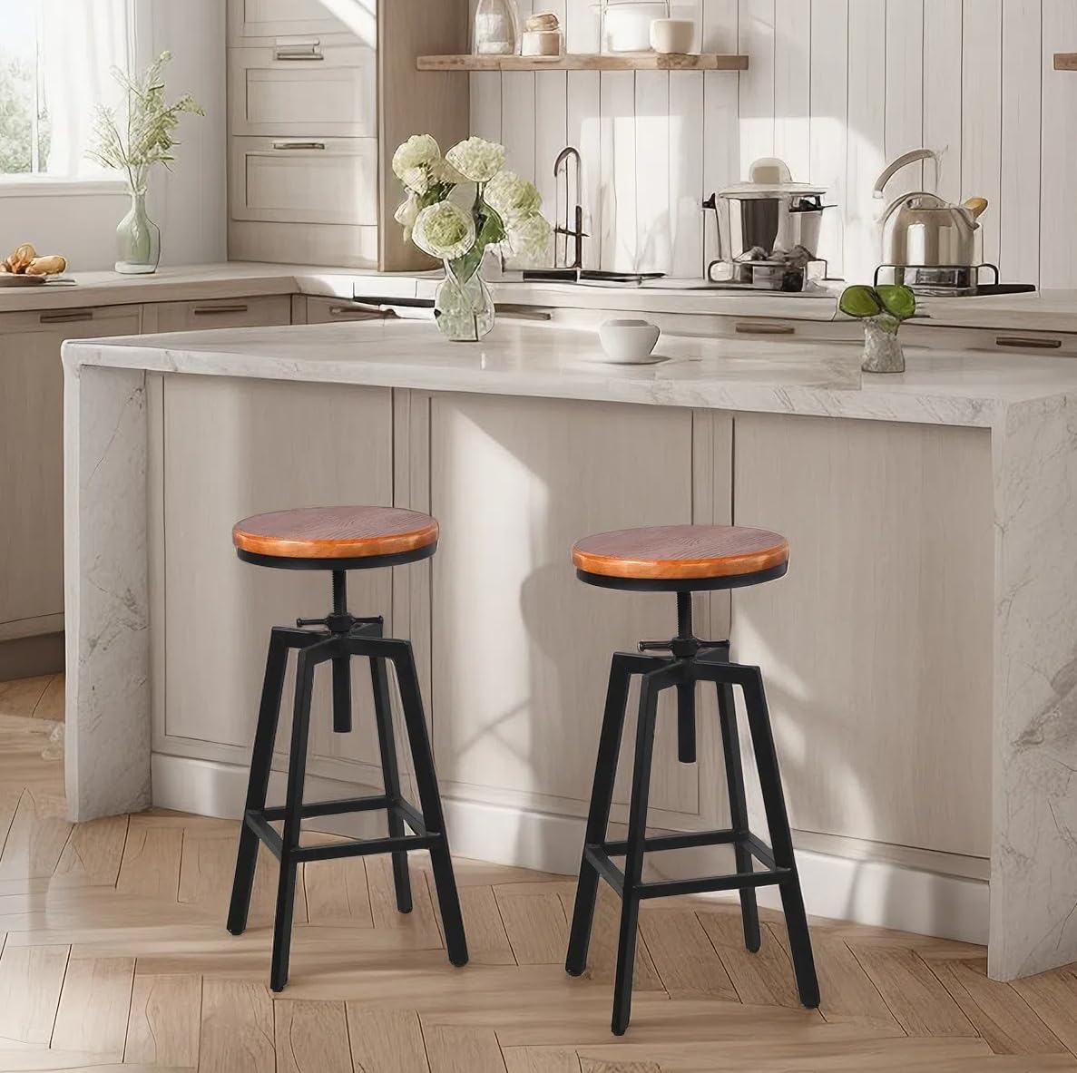 Amazon.com: Set of 2 Vintage Bar Stools 25.6-31.5inch Height